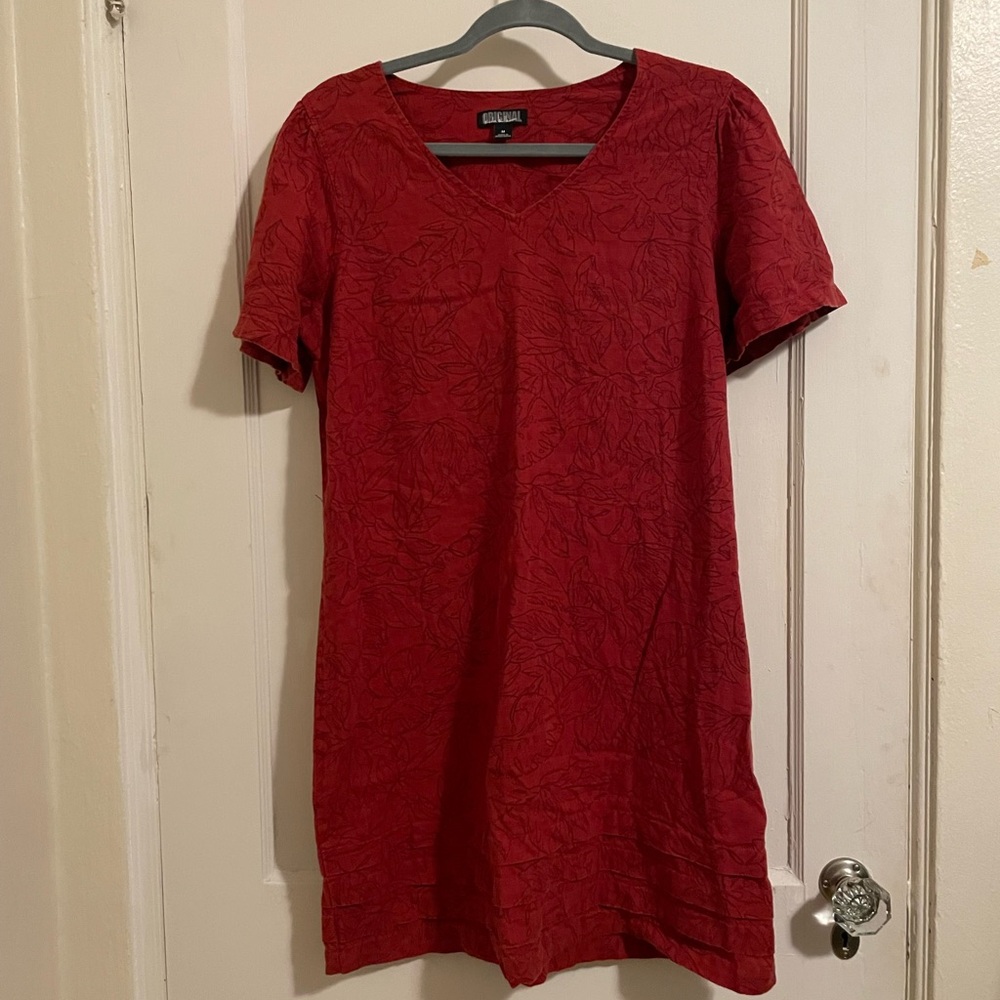 Linen Red Floral Hawaiian Dress